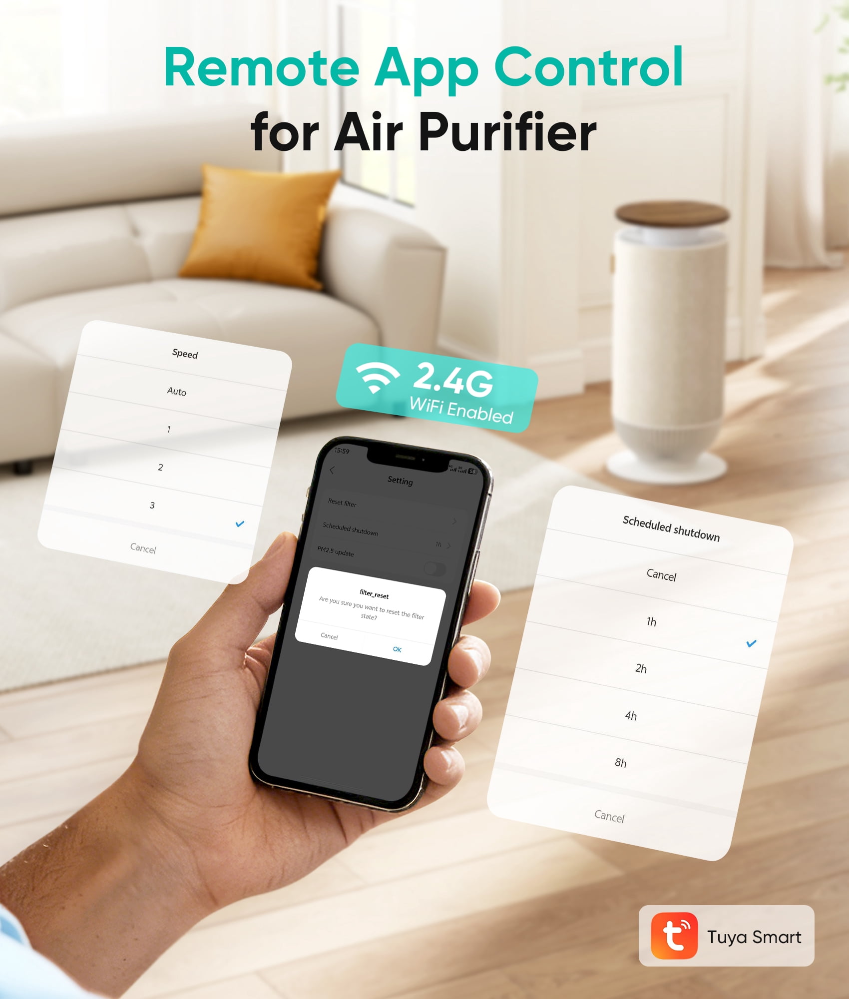 Petbobi Air Purifiers for Home Large Room, H13 True HEPA Air Purifiers for Home Pet Hair Dander Odor Pollen, Air Cleaner with 360° Air Intake, PM2.5 Monitor, Smart App Control, Quiet Operation