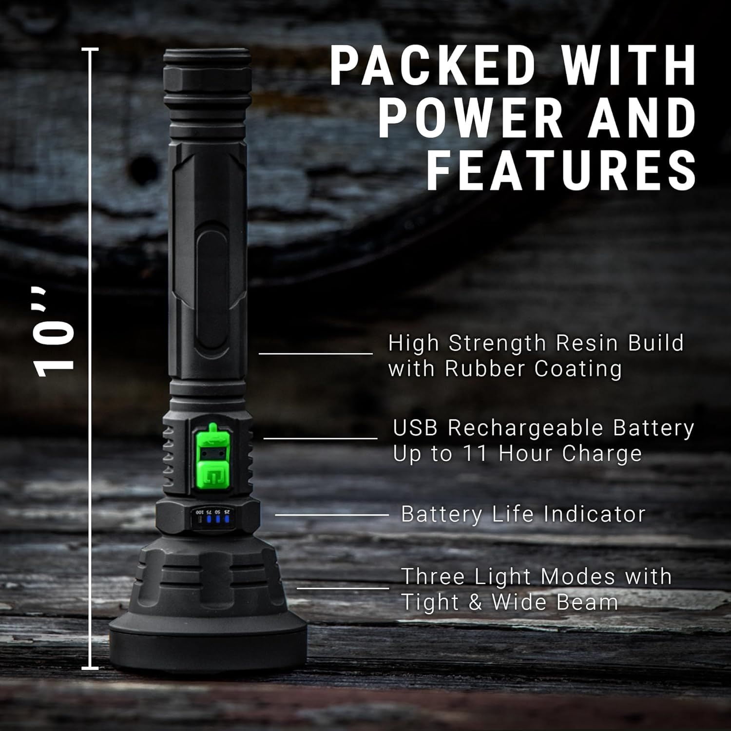 LitezAll Ultac2 Ultra Lite 1000-Lumen Rechargeable Flashlight, Soft Touch Hybrid Beam Emergency Light