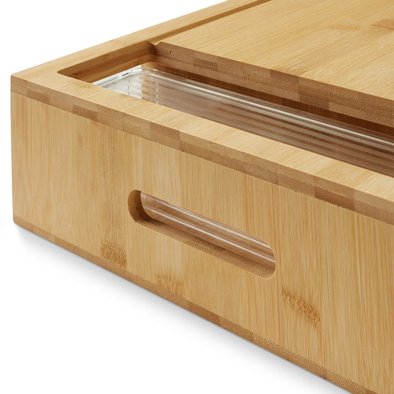 Casafield Bamboo Cutting Board Set with (4) BPA-Free Food Prep Storage  Trays and Lids