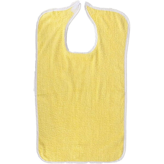 Adult Terry Cloth Bib With Velcro Closure Size 18 X 30 - 6 Pack - Yellow