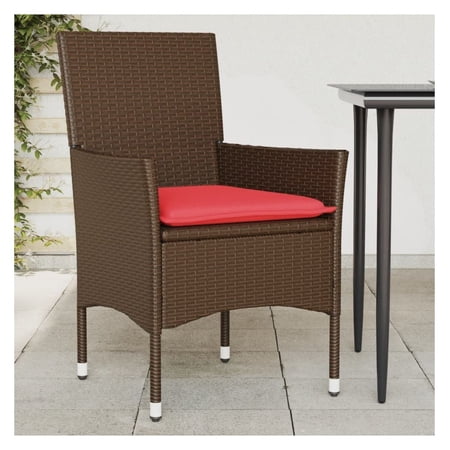Patio Chairs Set of 2 Brown Rattan Outdoor Furniture with Cushions Weather Resistant Wicker Chairs for Garden Porch Lawn Backyard Relaxing