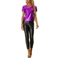 thumbnail image 2 of MODA NOVA Metallic Tees for Juniors V Neck Party Clubwear Shiny Top, 2 of 5