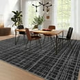 thumbnail image 2 of FairOnly 9'x12'Modern Machine Washable Non Slip Area Rug Intertwined Geometric Soft Low Pile Rug for Dining Room Bedroom Kitchen,Black, 2 of 7