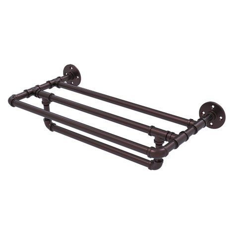 Allied Brass Pipeline 18'' Wall Mounted Towel Shelf with Towel Bar in Matte Black - image 2 of 7