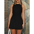 thumbnail image 2 of Women'S Bodycon Boat Neck Mini Dresses Sleeveless Ruched Ruffle Hem Club Party Short Dress Black XL, 2 of 5