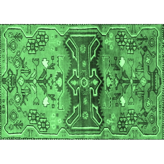 Ahgly Company Indoor Rectangle Animal Emerald Green Traditional Area Rugs, 7' x 9'