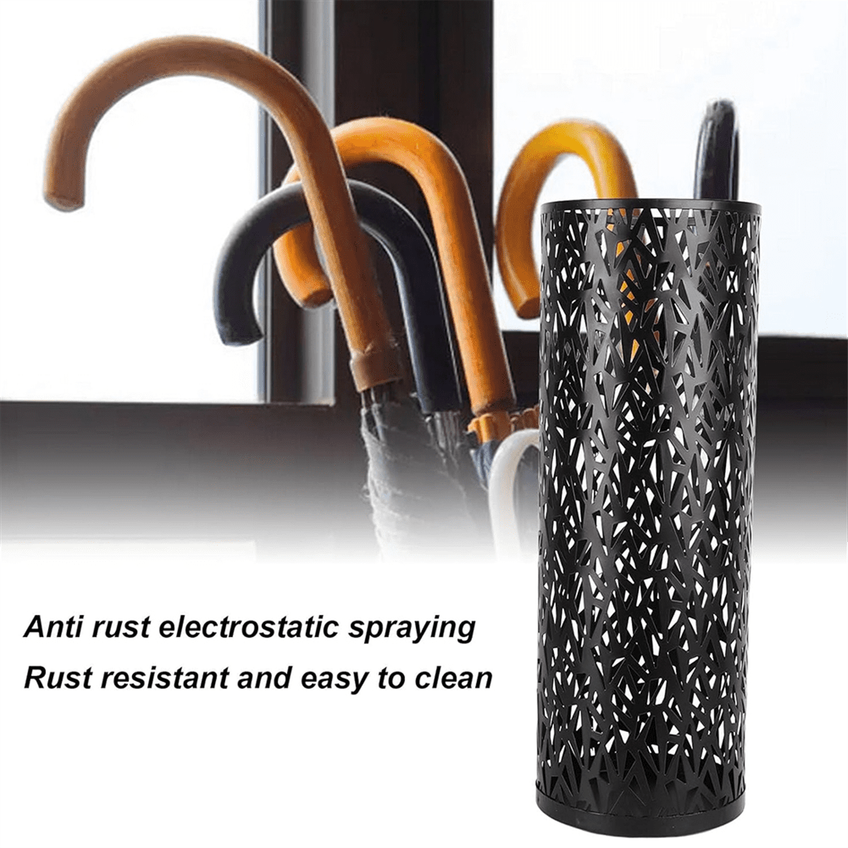 Umbrella Stand Hollow Freestanding Umbrella Stand Umbrella Bucket Decoration Home  Decoration Black