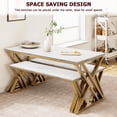 thumbnail image 2 of QinaQin Juego de comedor de 3 piezas para 4 personas con 2 bancas, estructura metálica y cubierta tipo madera, ideal para comedor o espacios pequeños, 2 of 7