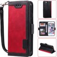 thumbnail image 2 of Étui pour iPhone 13 Pro, Type Notebook Populaire Rétro en Cuir Véritable Miroir de Maquillage Charge Sans Fil Luxe Protection Complète, Deux Couches Structure Fente pour Carte, Amplificateur-Noir, 2 of 8