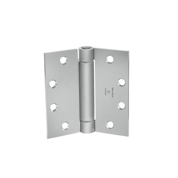4 x 4 in. Square Corner Steel Single Acting Standard Weight Full Mortise Spring Hinge, No.155907 Satin Chrome