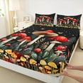 thumbnail image 3 of jejeloiu Colorful Fungus Twin Sheet Sets,Red Brown Mushroom Twin Fitted Sheet,Rustic Flower Floral Flat Sheet For Girls,Breathable Home Decor,3 Pieces, 3 of 7