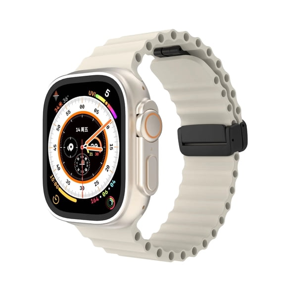 RoseOcean Watch Strap for Apple Watch Band 44mm 45mm 40mm 49mm 41mm 42 38 Magnetic Silicone ocean Bracelet