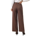 thumbnail image 3 of INSPIRE CHIC Women's Plaid Work Pant Vintage Houndstooth Wide Leg Straight Long Trousers XL Rust Red, 3 of 5