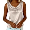 thumbnail image 5 of WULMLEO Women's Elegant Silk Satin Tank Tops Sleeveless Cowl Neck Dressy Casual Blouses Beige 2XL, 5 of 6