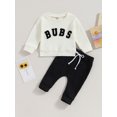 thumbnail image 2 of xiaxaixu Toddler Boys 2PCS Pants Fall Outfits Sets Long Sleeve Letter Embroidery Tops and Drawstring Pants Sets, 2 of 9