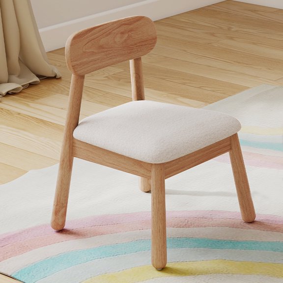 Guyou Solid Wooden Toddler Chair Ages 1-6, Boys Girls Kids Preschool Chair, Comfy Upholstered Kid Reading Chair, Shepra Kids Desk Chair for Playroom Kindergarten Preschool Bedroom, White