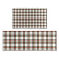 Green and Red Christmas Plaid Pattern Kitchen Rugs Sets Of 2,Anti Fatigue Kitchen Mat Rugs Non Slip Washable,Decorative Kitchen Floor Mats for Kitchen,Sink,Laundry,17"x30" 17"x47"