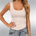 thumbnail image 2 of Tanghaowl Tank Tops for Women, Women's Fashionable Casual Ribbed Solid Color Sleeveless Top Beige L, 2 of 4