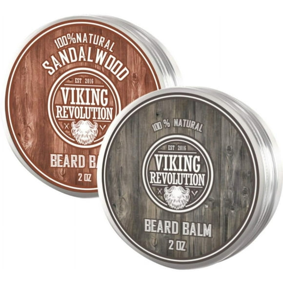 Viking Revolution Beard Balm - All Natural Grooming Treatment with Argan Oil & Mango Butter - Strengthens & Softens Beards & Mustaches - Leave in Conditioner Wax for Men (Citrus and Sandalwood Scents