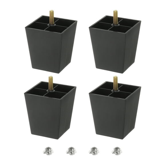 3.1 inch Plastic Square Tapered Furniture Legs, Set of 4 Replacement Furniture Couch Feet with M8 Hanger Bolts