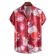 thumbnail image 2 of JLFKNG Mens T-Shirts Short Sleeve Shirts For Men Loose Lapel Printed Contrast Buttons Up Port Style Floral Shirt Top Lounge Summer Tops, 2 of 7