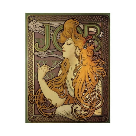 Vintage Advertising Paper - Poster Advertising the Cigarette Paper Job by Alphonse Mucha Print Wall Art