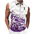 thumbnail image 2 of Men Gradient Polo Shirt Slim Fit Sleeveless Golf Shirt Performance Casual T-Shirts Purple L, 2 of 5