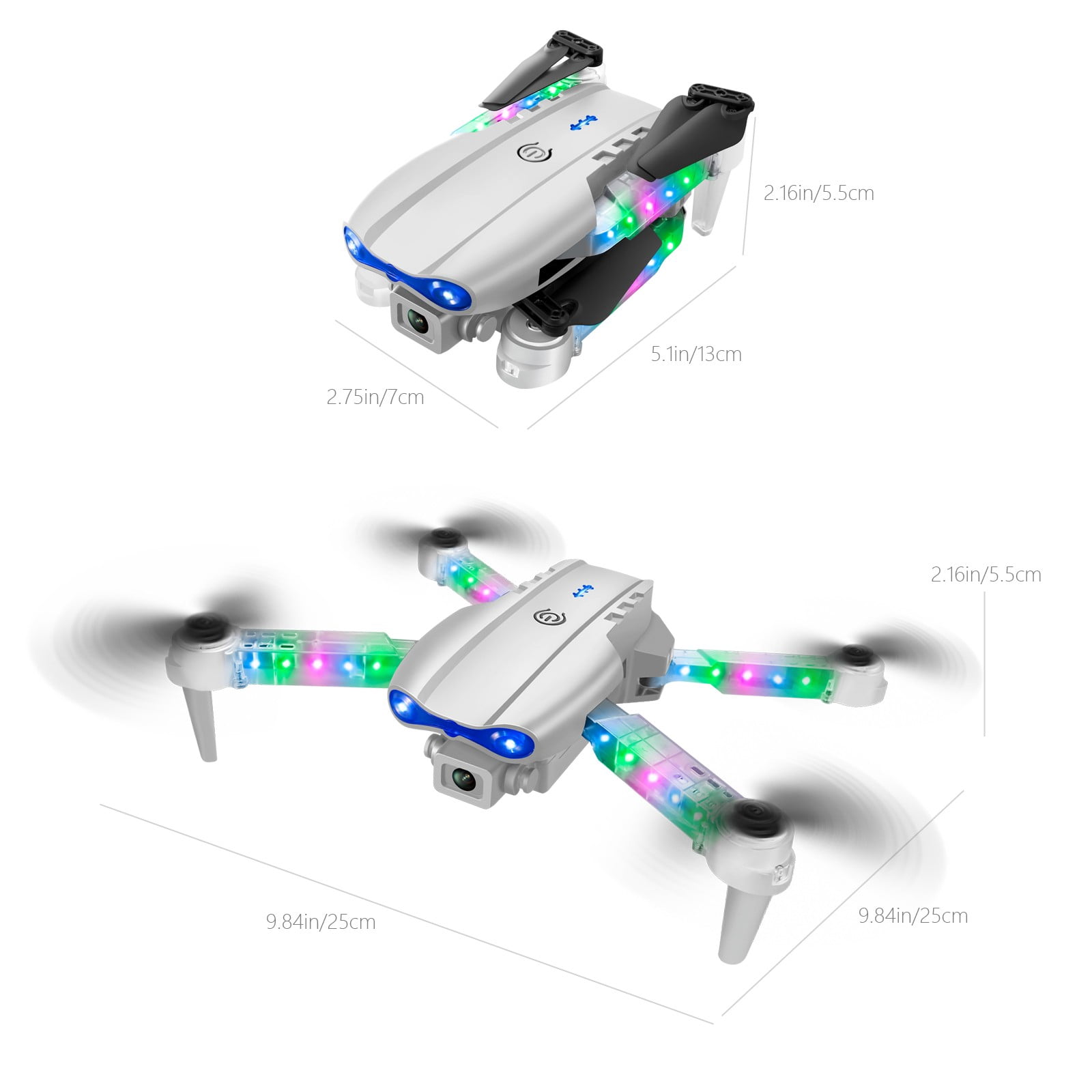 Drone with 1080P FPV Camera, Remote Control Toys with Cool LED Lights, One Click Takeoff And Landing, Gifts for Boys Girls