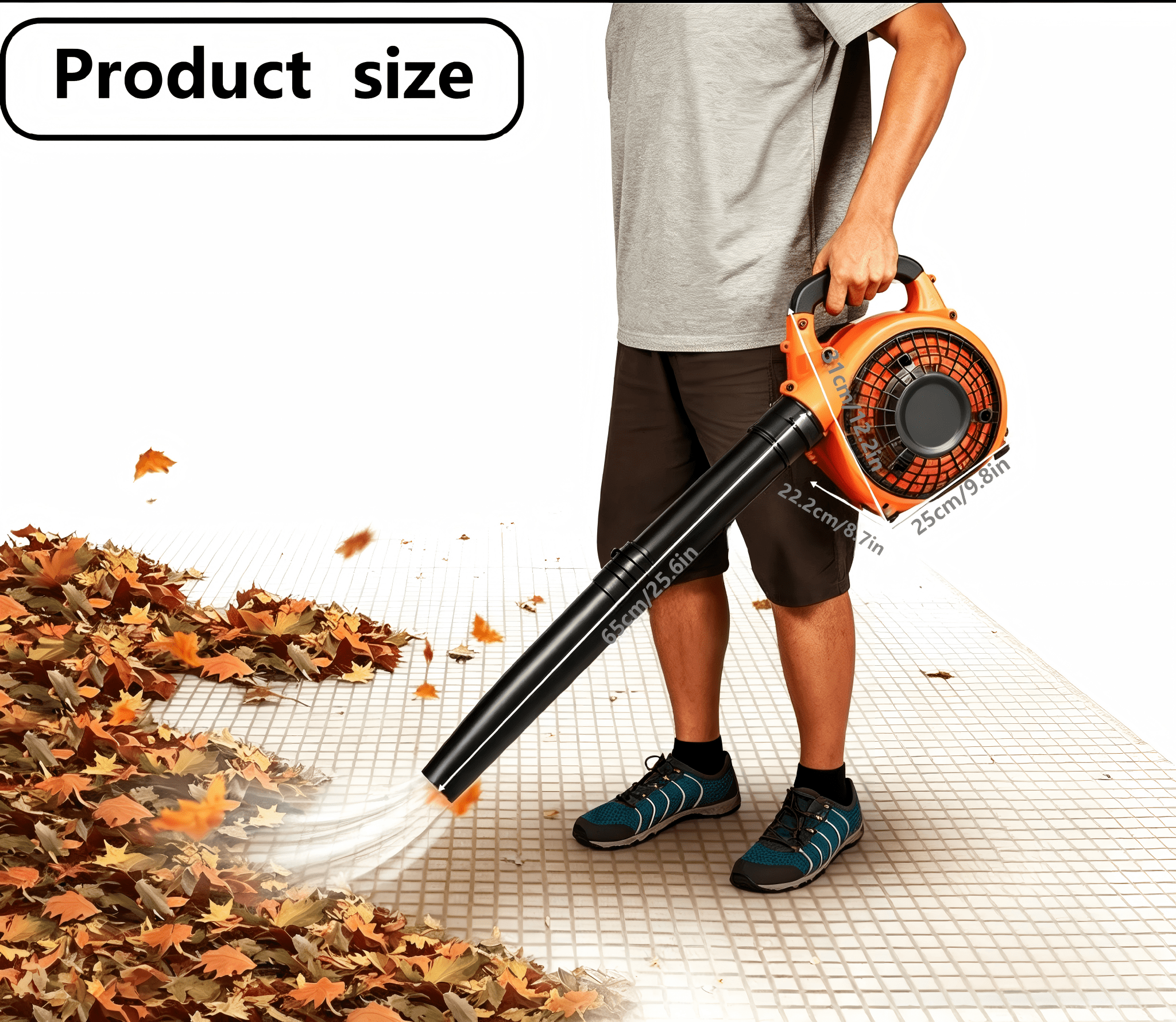 2-Stroke 25.4cc Gas Powered Handheld Leaf Blower - 750W Heavy Duty Gasoline Blower for Lawn Care, Snow Blowing & Yard Cleaning