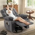 thumbnail image 2 of Sesslife Swivel Rocker Recliner Chair for Adults, Heavy Duty Manual Electric Power Reclining Sofa with Heat and Massage, Comfy Single Reclining Mechanism Chair with Side Pockets Cup Holders, Gray, 2 of 7