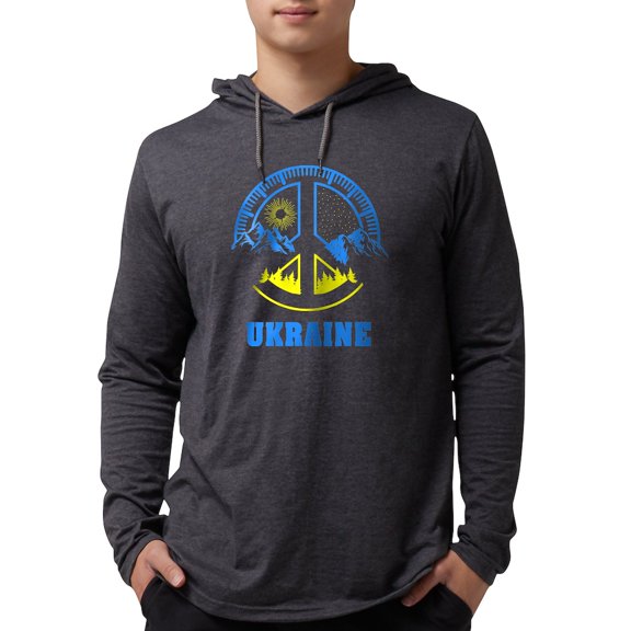 CafePress - Ukraine Flag Ukrainian Pride P Long Sleeve T Shirt - Mens Hooded Shirt