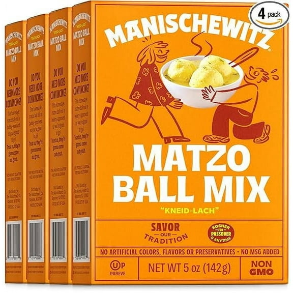 Manischewitz Matzo Ball and Soup Mix, 4.5oz (4 Pack) | Easy Prep | Kosher for Passover | Nothing Artificial | No MSG | Classic Fluffy Texture