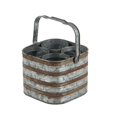 thumbnail image 1 of Benjara BM216551 Farmhouse Rectangular Metal Bottle Holder with 4 Slots, Galvanized Gray, 1 of 1