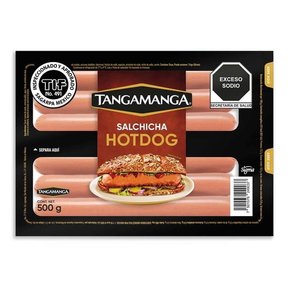 Salchicha Tangamanga para hot dog 500 g