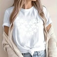thumbnail image 4 of Puntoco Liquidación de camisetas cortas para mujer Camiseta de manga corta con cuello redondo y estampado informal a la moda para mujer, 4 of 5