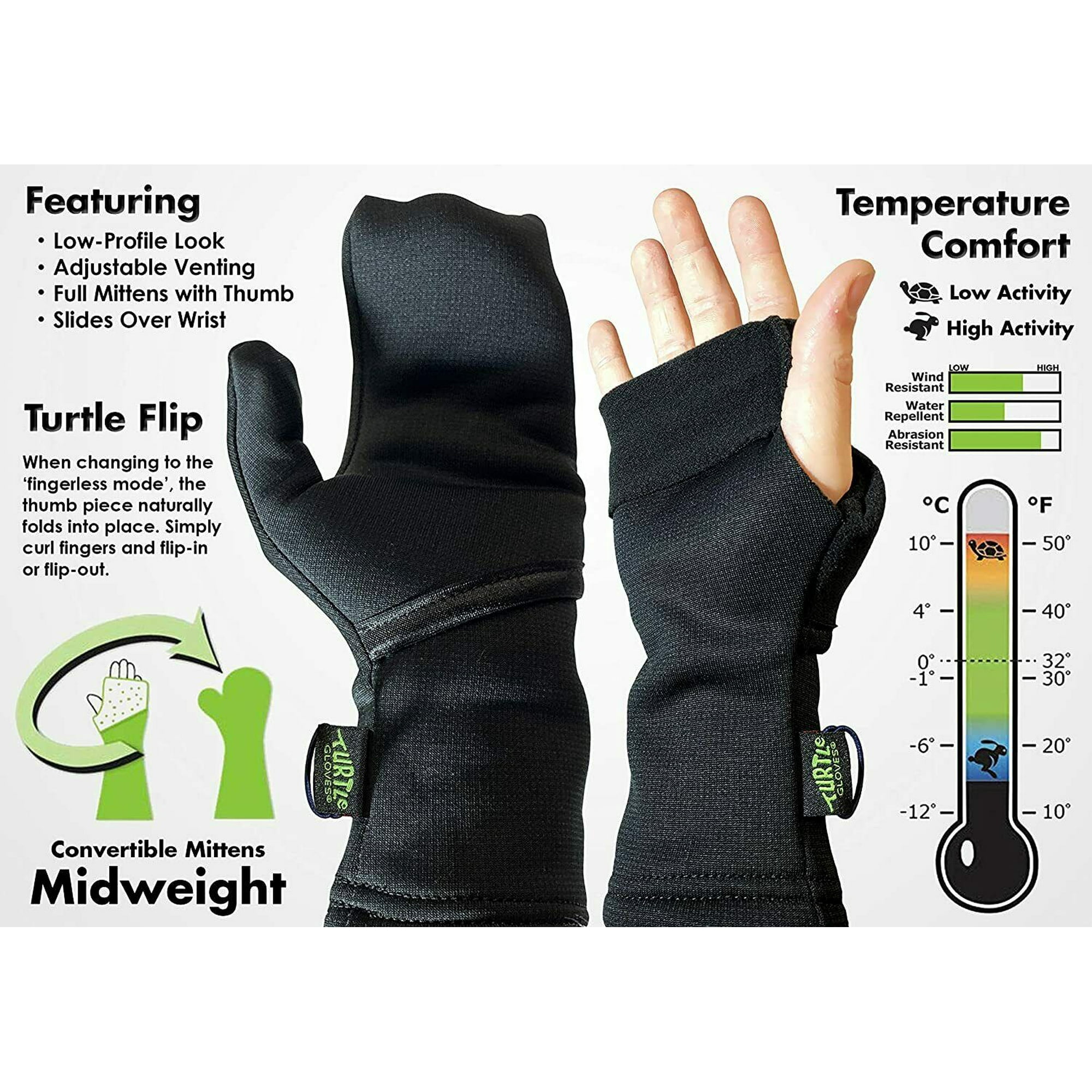 Turtle Gloves - Winter Soft Midweight Flip Mittens - Living In The