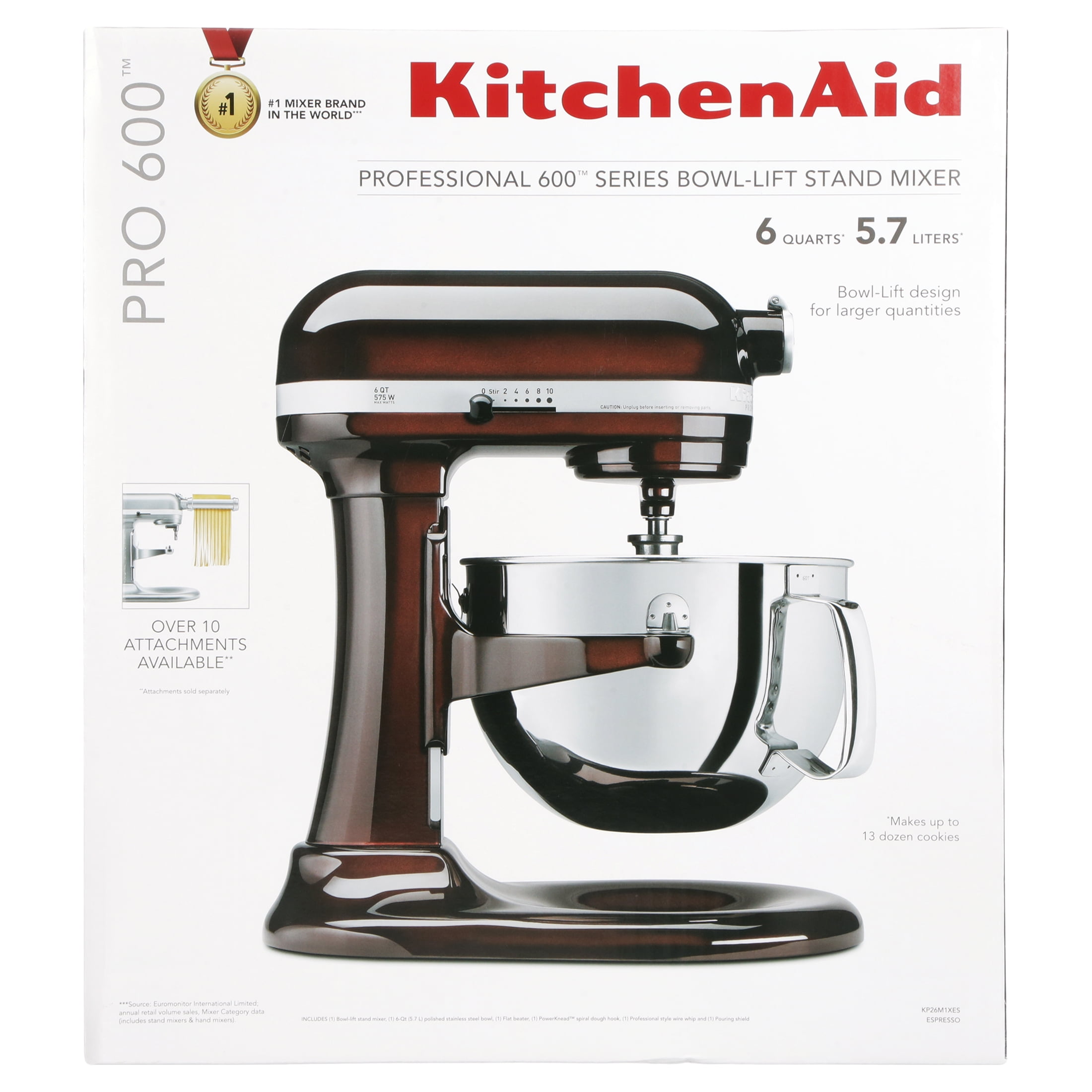 KitchenAid KP26M1XES Pro 600 Series 6 Quart Bowl-Lift Stand Mixer, Espresso  - Closeout 