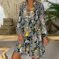 thumbnail image 2 of Ichuanyi Woman Dress Women's Ladies Loose Print Three Quarter Sleeve Mini Dress Summer Dress, 2 of 9