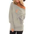 thumbnail image 2 of YAYUBA Womens Off The Shoulder Tops Oversized Tshirts Long Sleeve 2026 Casual Basic Tees, 2 of 3