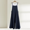 thumbnail image 4 of Casual Loose Jumpsuit Women Summer Solid Cotton Linen Straps Wide Leg Pants Dungaree Bib Overalls Sleeveless Oversized Jumpsuits, 4 of 8