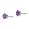thumbnail image 2 of Boucles d'Oreilles en Or Blanc 14k 5mm Améthyste Pierre de Naissance Février, 2 of 7