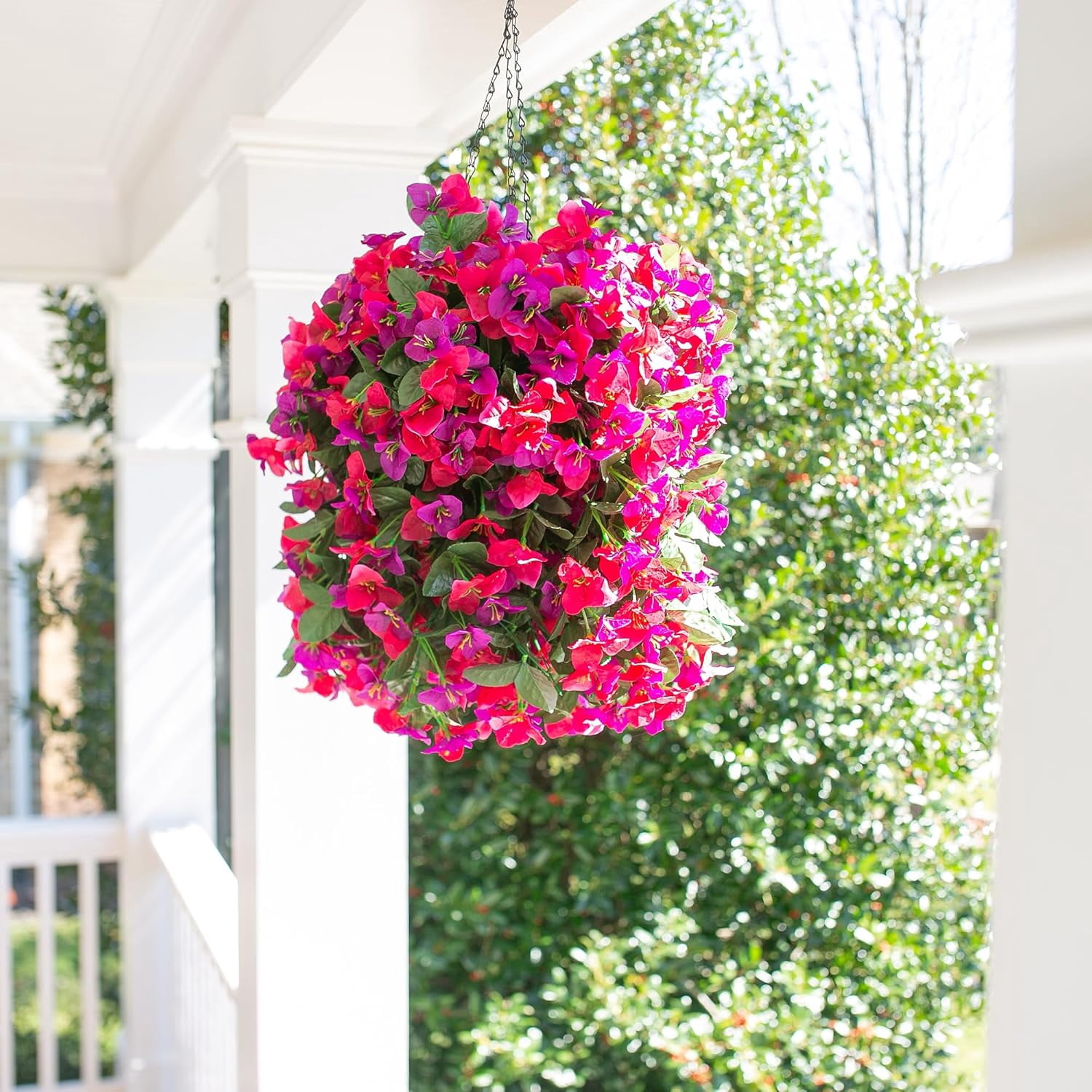 Faux Bougainvillea Artificial Flowers Plants for Outdoors Outside Decoration, 2 PCS White Fake Flowers UV Resistant Look Real Silk Long Trailing Vines