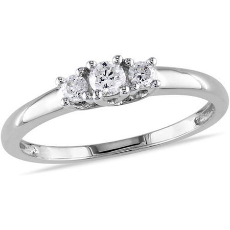 1/4 Carat T.W. Diamond Three-Stone Engagement Ring in 14kt White Gold, IGL Certified