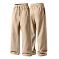thumbnail image 2 of Men Fleece Sweatpants, Drawstring Sweatpants For Men, Straight Leg Sweatpants, Solid Color Elastic Waist Trousers For Daily Casual Lounging And Weekend Activities, 2 of 8