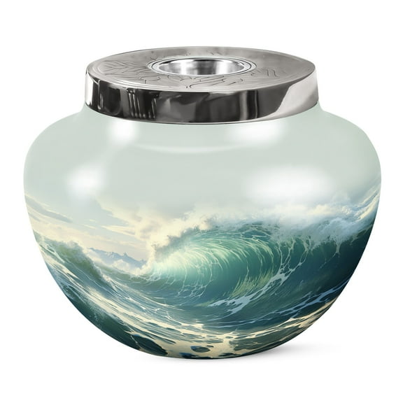 KARYLIZ Ocean Waves Funeral Urns For Adult Ashes Men - Funeral Urn For Human Ashes - Burial Urns For Cremated Remains (Size - 10 INCH)