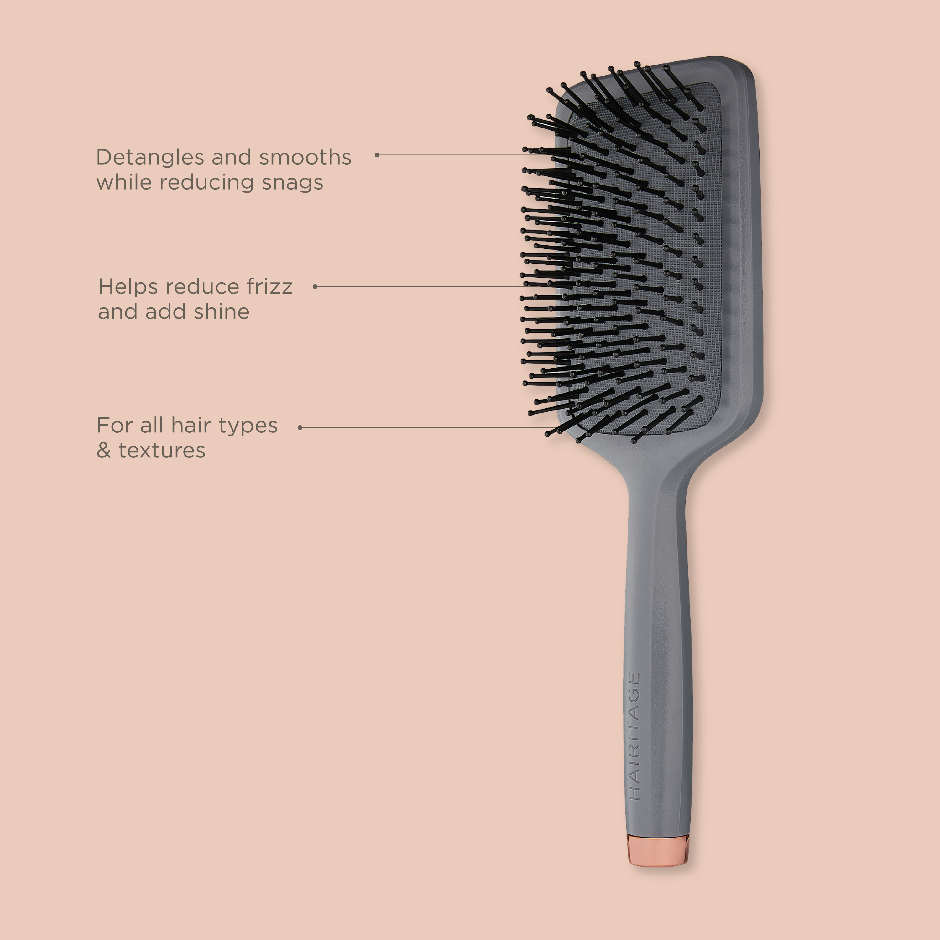 Hairitage Brush It Off Detangling & Smoothing Paddle Hair Brush for Women | Anti Frizz | for Wet & Dry Hair, 1 PC - image 6 of 12