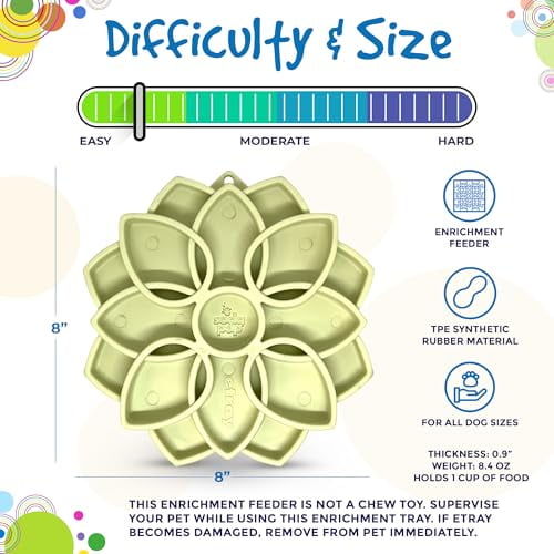 SodaPup Mandala Softie eTray - Durable Enrichment Feeder Made in , Non-Toxic, Pet-Safe, Food Safe Rubber for Mental Stimulation, Avoiding Overfeeding, Fresh Breath, Digestive Health, Calming, & Mo