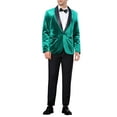 thumbnail image 2 of INSPIRE CHIC Men's Blazers Glitter Rhinestone Shawl Lapel Collar Party Blazers L Green, 2 of 5