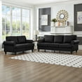 thumbnail image 2 of 2 Piece Set Comfy Sofa Couch, 3 Seater & Loveseat Sofa with Deep Seats, Modern Upholstered Sleeper Couch with Nails for Living Room, Black, 2 of 9