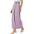 thumbnail image 3 of Franhais Women's Wide Leg Long Pants, Solid Color High Waist Loose Fit Side Pockets Trousers, Casual Simple Bottoms, 3 of 5